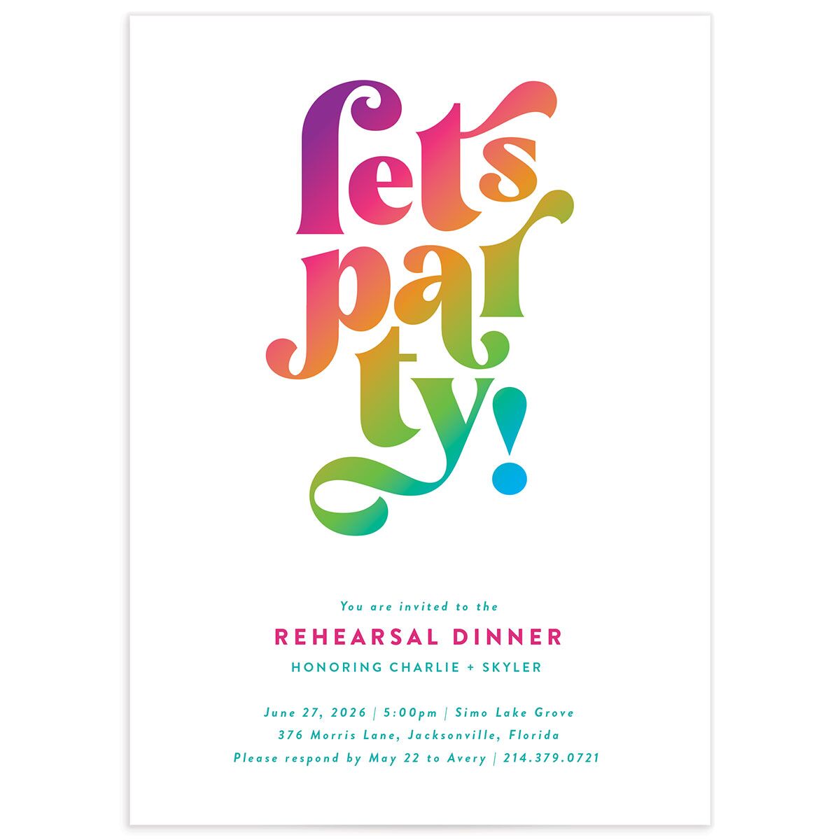 Retro Stack Rehearsal Dinner Invitations
