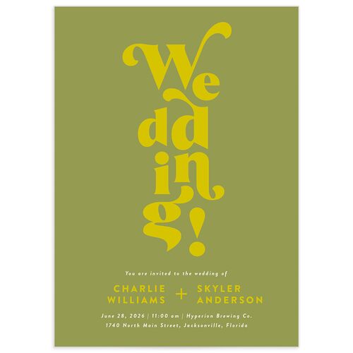 Retro Stack Wedding Invitations - Green