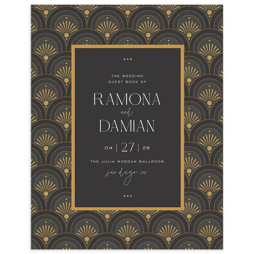 Modern Deco Wedding Guest Book Charcoal