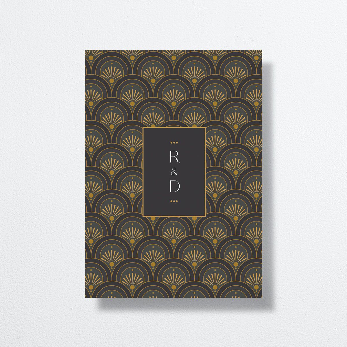 Modern Deco Wedding Invitations Gold Charcoal Signature No