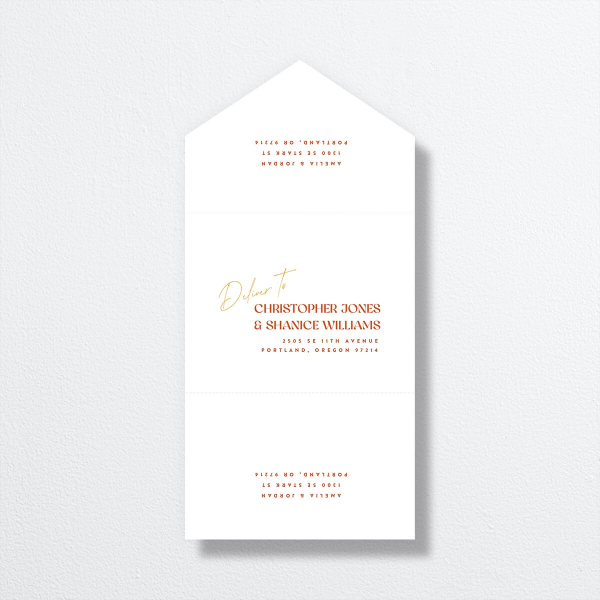 Wedding Of The Century All-in-One Wedding Invitations Burnt Orange Signature Light Both Recipient and Return Addresses No