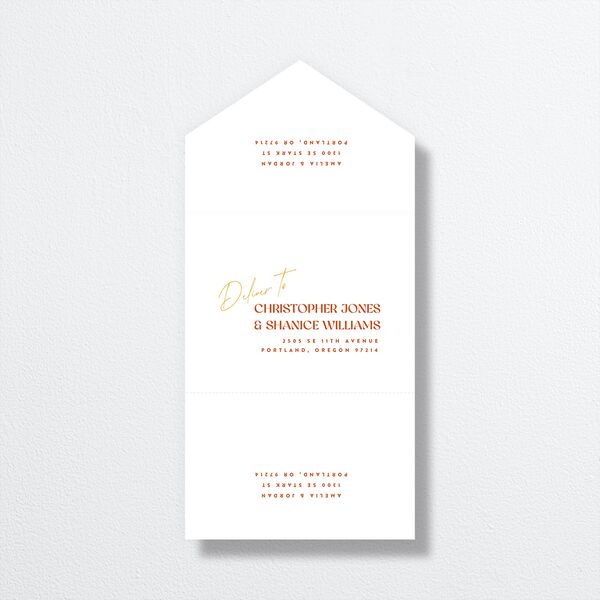 Wedding Of The Century All-in-One Wedding Invitations Burnt Orange Signature Light Both Recipient and Return Addresses No