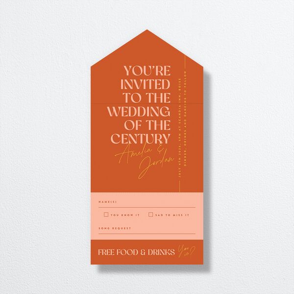 Wedding Of The Century All-in-One Wedding Invitations Burnt Orange Signature Light Both Recipient and Return Addresses No