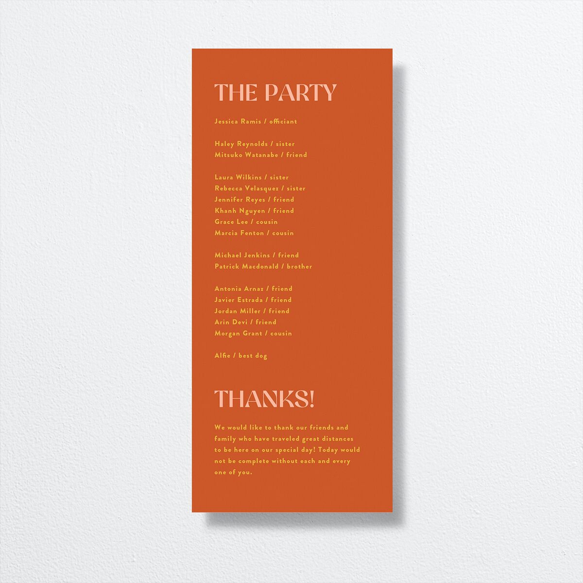 Wedding of the Century Wedding Programs Burnt Orange Signature