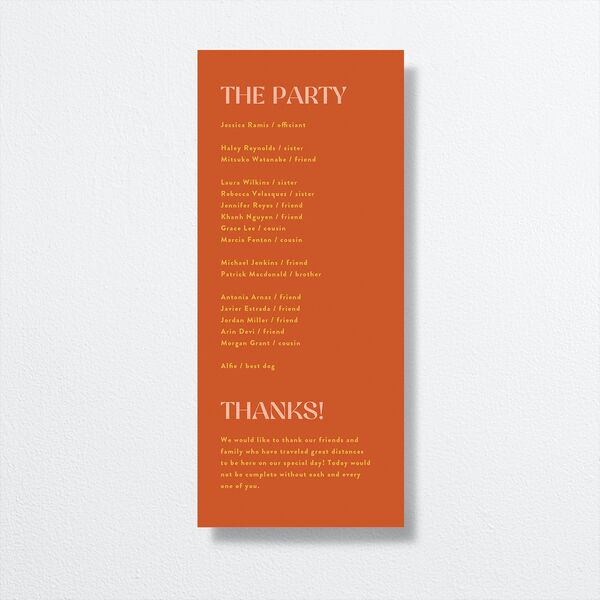 Wedding of the Century Wedding Programs Burnt Orange Signature