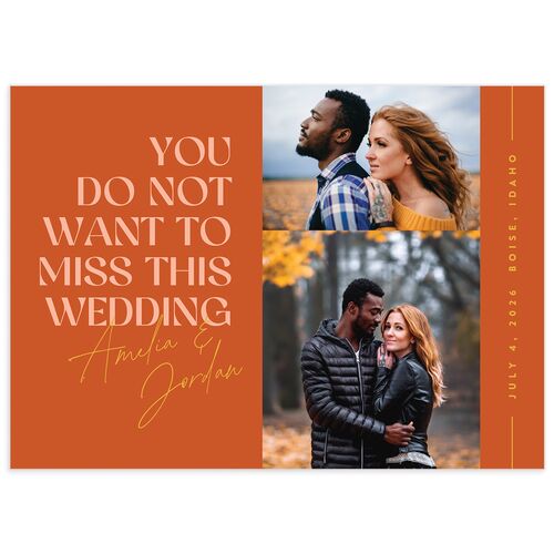 Wedding of the Century Save The Date Cards Burnt Orange Signature smooth No