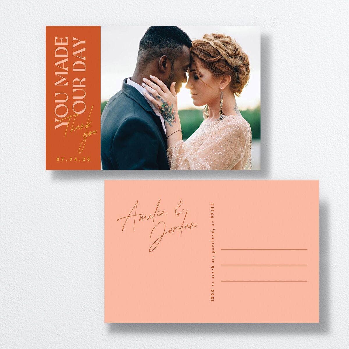 Wedding of the Century Thank You Postcards — view 1