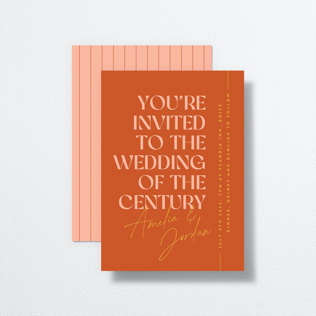Wedding of the Century Wedding Invitations Burnt Orange Signature No