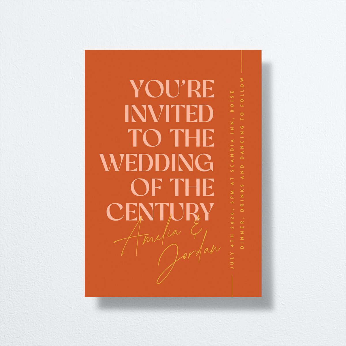 Wedding of the Century Wedding Invitations Burnt Orange Signature No