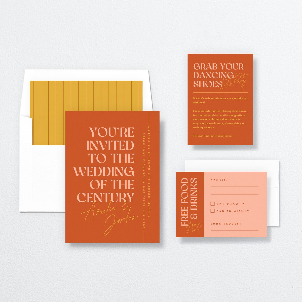 Wedding of the Century Wedding Invitations Burnt Orange Signature No
