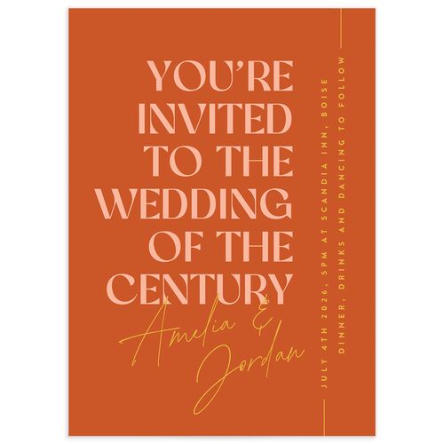 Wedding of the Century Wedding Invitations - Orange