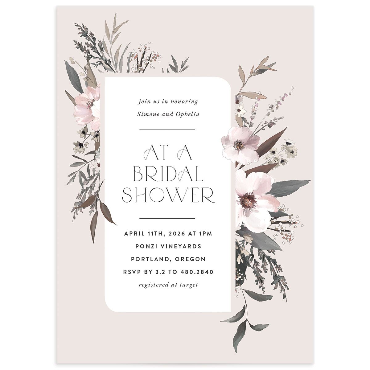 Floral Veil Bridal Shower Invitations