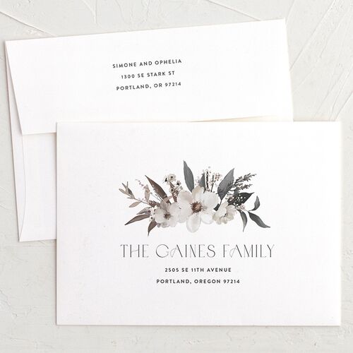 Floral Veil Bridal Shower Invitation Envelopes White Standard Charcoal Return Address Signature