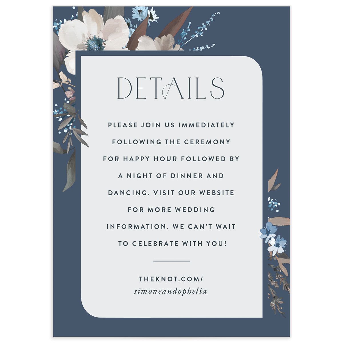 Floral Veil Wedding Enclosure Cards Midnight Navy Signature