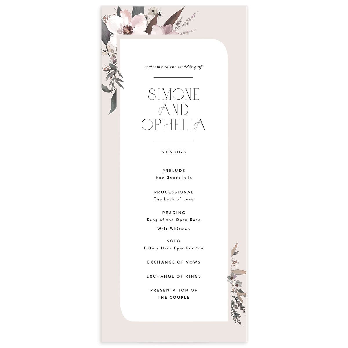 Floral Veil Wedding Programs