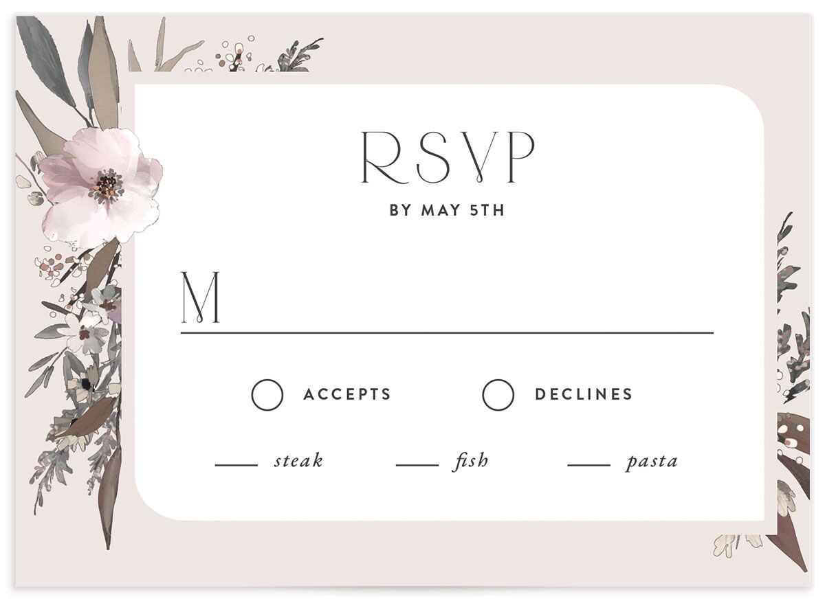 Floral Veil Wedding Response Cards front in pink