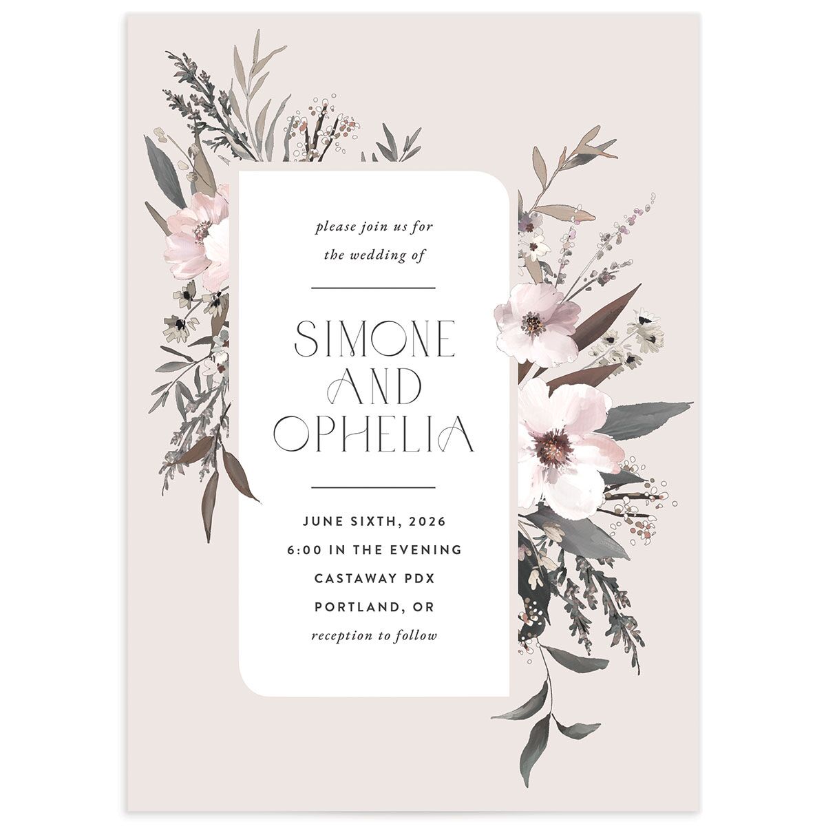 Floral Veil Wedding Invitations