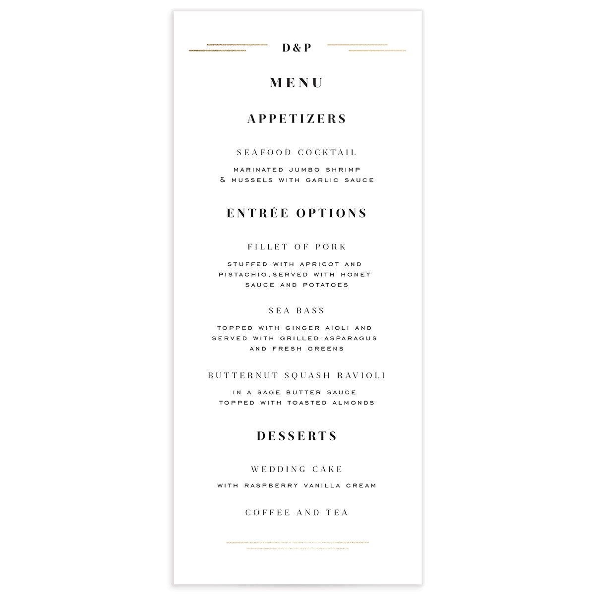 Framed Photo Menus