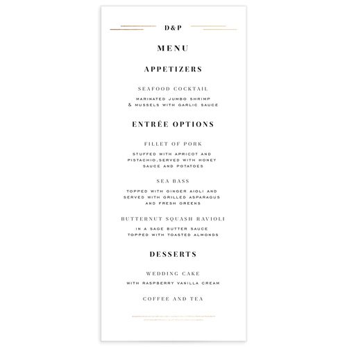 Framed Photo Menus - White