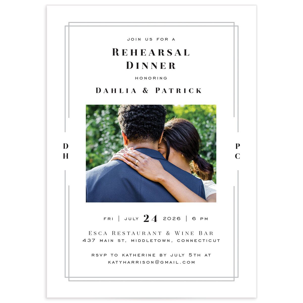 Framed Photo Rehearsal Dinner Invitations