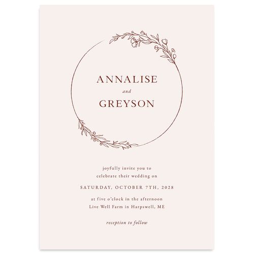 Simple Rustic Wreath Wedding Invitations Rust Signature Blank No Standard