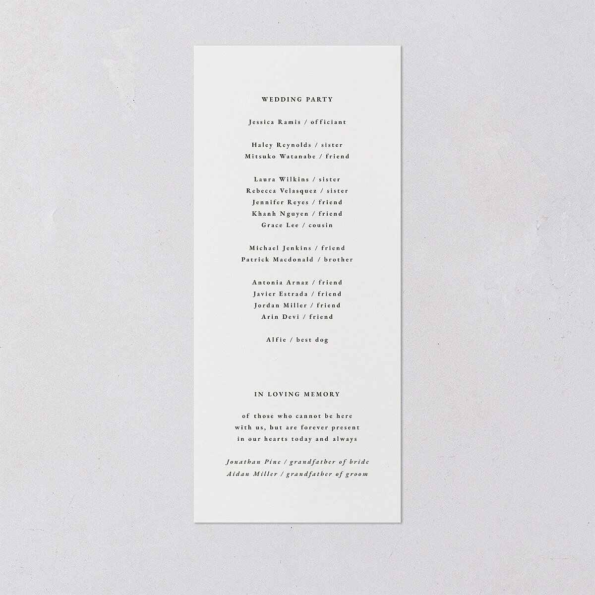 Striking Portrait Wedding Programs Pure White Signature