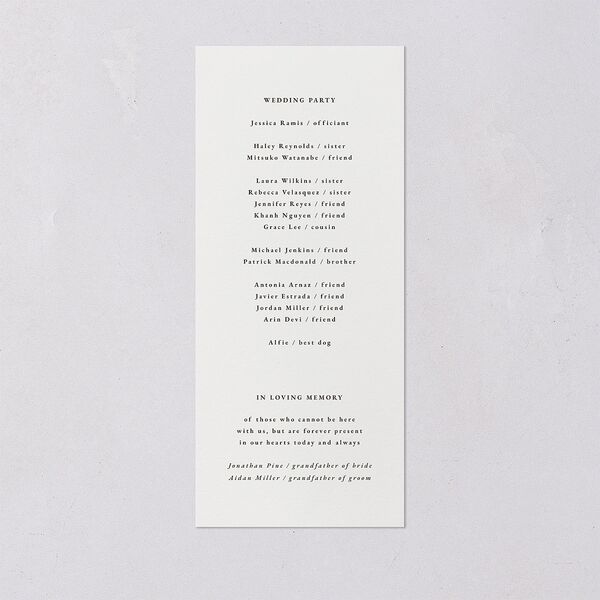 Striking Portrait Wedding Programs Pure White Signature