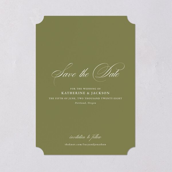Monogram Branch Gallery Save the Date Cards Olive Signature smooth Blank No