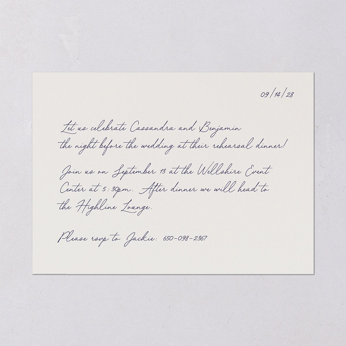 Handwritten Love Note Rehearsal Dinner Invitations Ivory Signature Blank Standard
