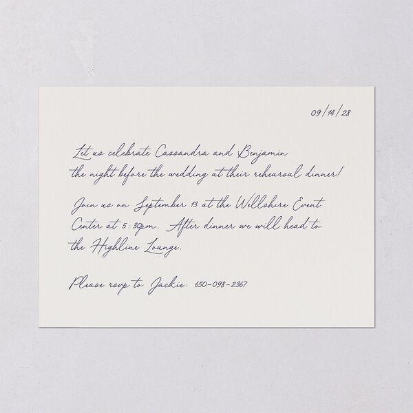 Handwritten Love Note Rehearsal Dinner Invitations Ivory Signature Blank Standard