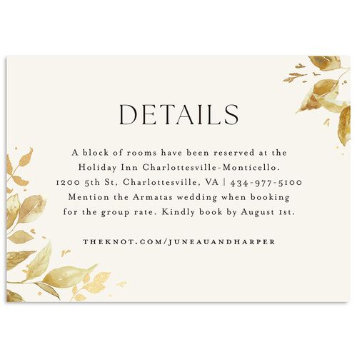 Autumn Frame Wedding Event Detail Cards Gold Tan Signature Standard