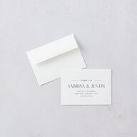 Destination Photo Poster Response Card Envelopes Dusty Blue White Return Address Signature Standard