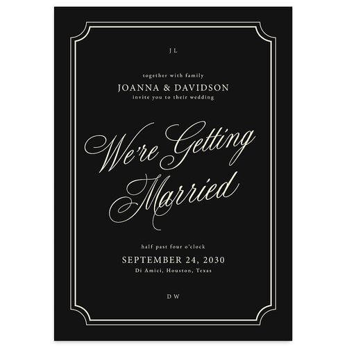 We're Getting Married Wedding Invitations Licorice Signature Blank No Standard