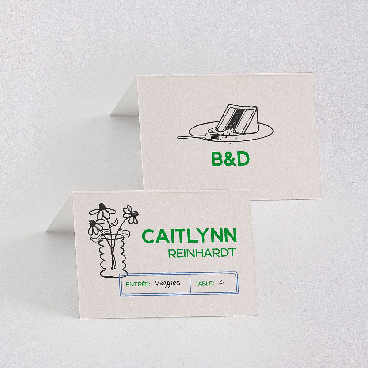 Hand Drawn Party Place Cards Jewel Green Signature