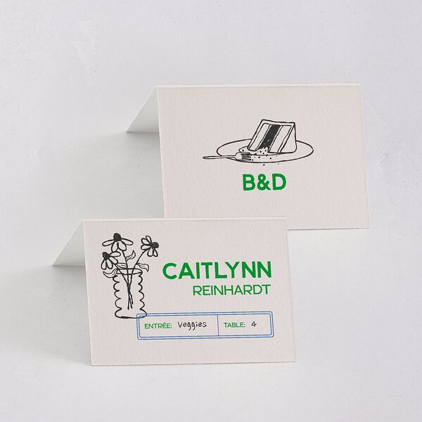 Hand Drawn Party Place Cards Jewel Green Signature