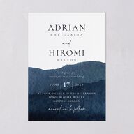 Layered Watercolor Wedding Invitations Navy Signature Blank No