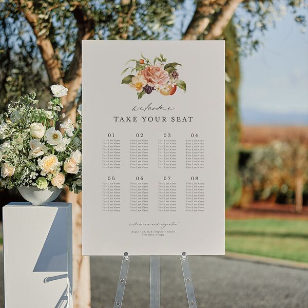 Botanical Citrus Garden Standard Seating Chart Large Rose Gold Standard Indoor Foam Core L Seating