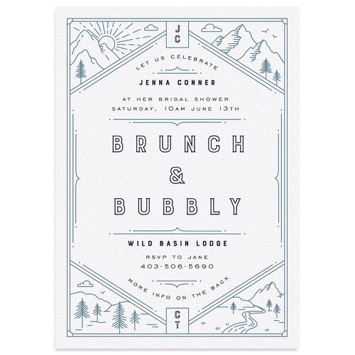 Iconic Mountain Bridal Shower Invitations Navy Signature Blank Standard