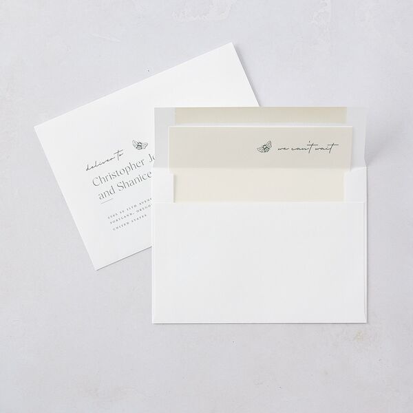 Simple Modern Wildflowers Wedding Invitations Deep Olive Signature Blank No Standard