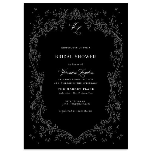Formal Opulent Frame Bridal Shower Invitations Midnight Signature Blank Standard