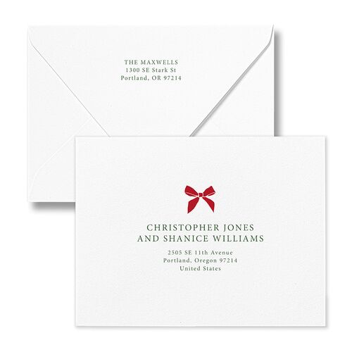 Simple Frame Photo Accent Thank You Card Euro Envelopes White Hunter Green Both Recipient and Return Addresses Luxe Signature