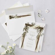 Graceful Chuppah Wedding Invitations Pure White Signature Blank No Standard