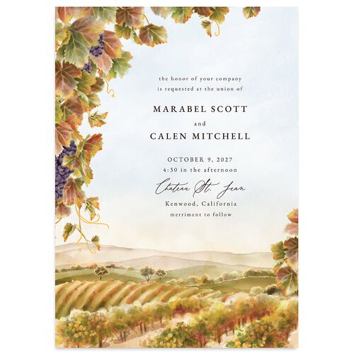 Romantic Vineyard Wedding Invitations Rust Signature Blank No Standard