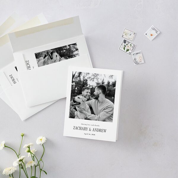 Minimal Arched Photo Thank You Cards Pure White