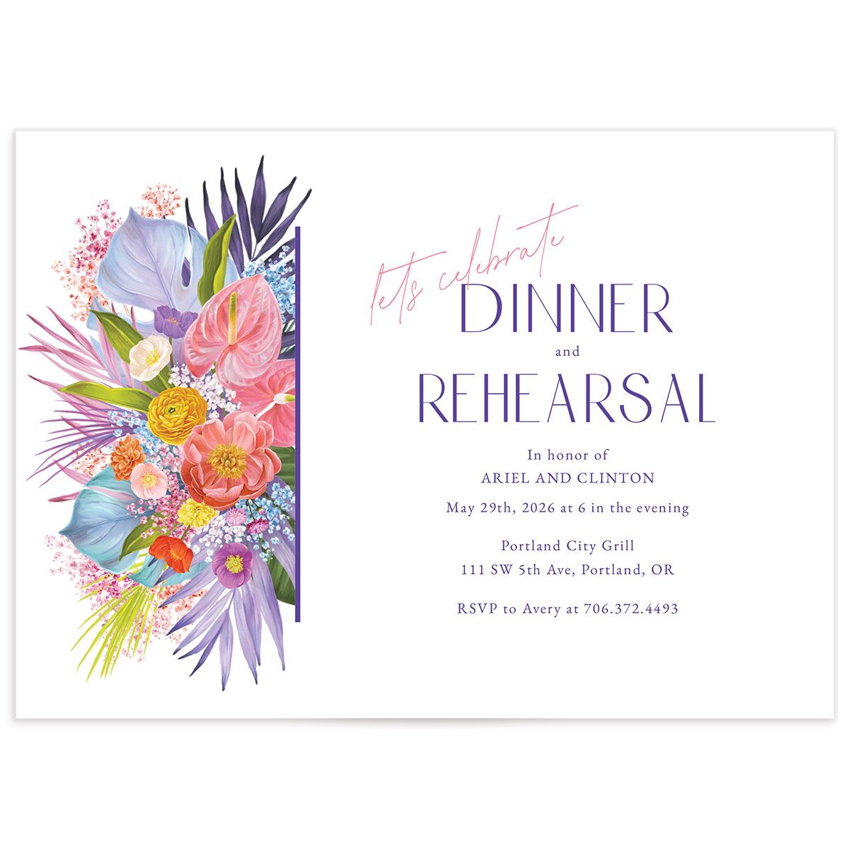 Electric Palm Rehearsal Dinner Invitations