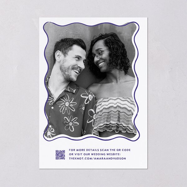 Hand Drawn Wavy Border Wedding Invitations Sapphire Signature Blank No Standard
