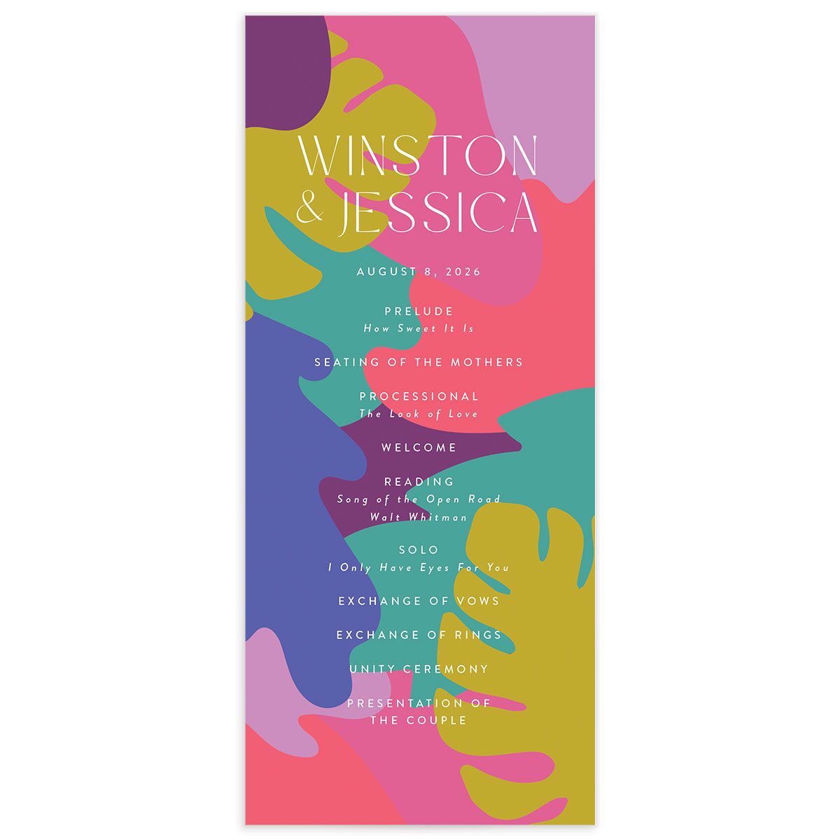 Tropical Shapes Wedding Programs front in Teal