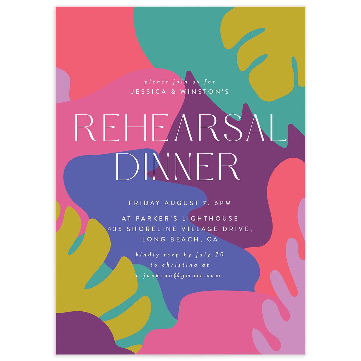 Tropical Shapes Rehearsal Dinner Invitations
