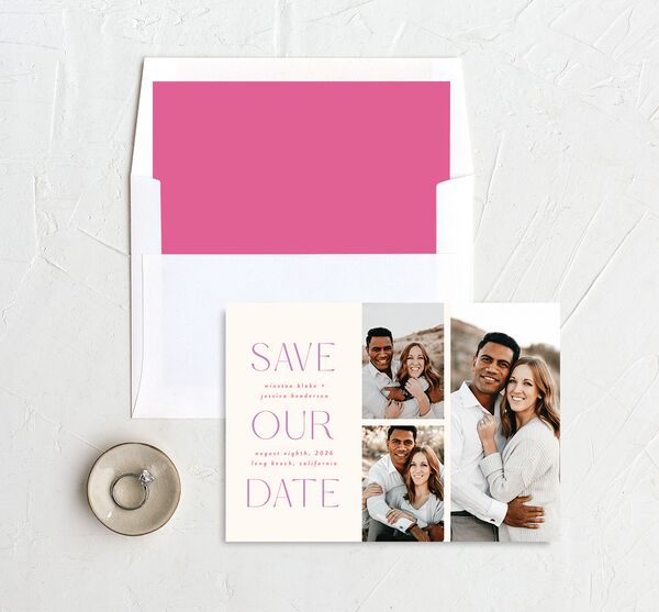Tropical Shapes Save The Date Cards envelope-and-liner in Teal