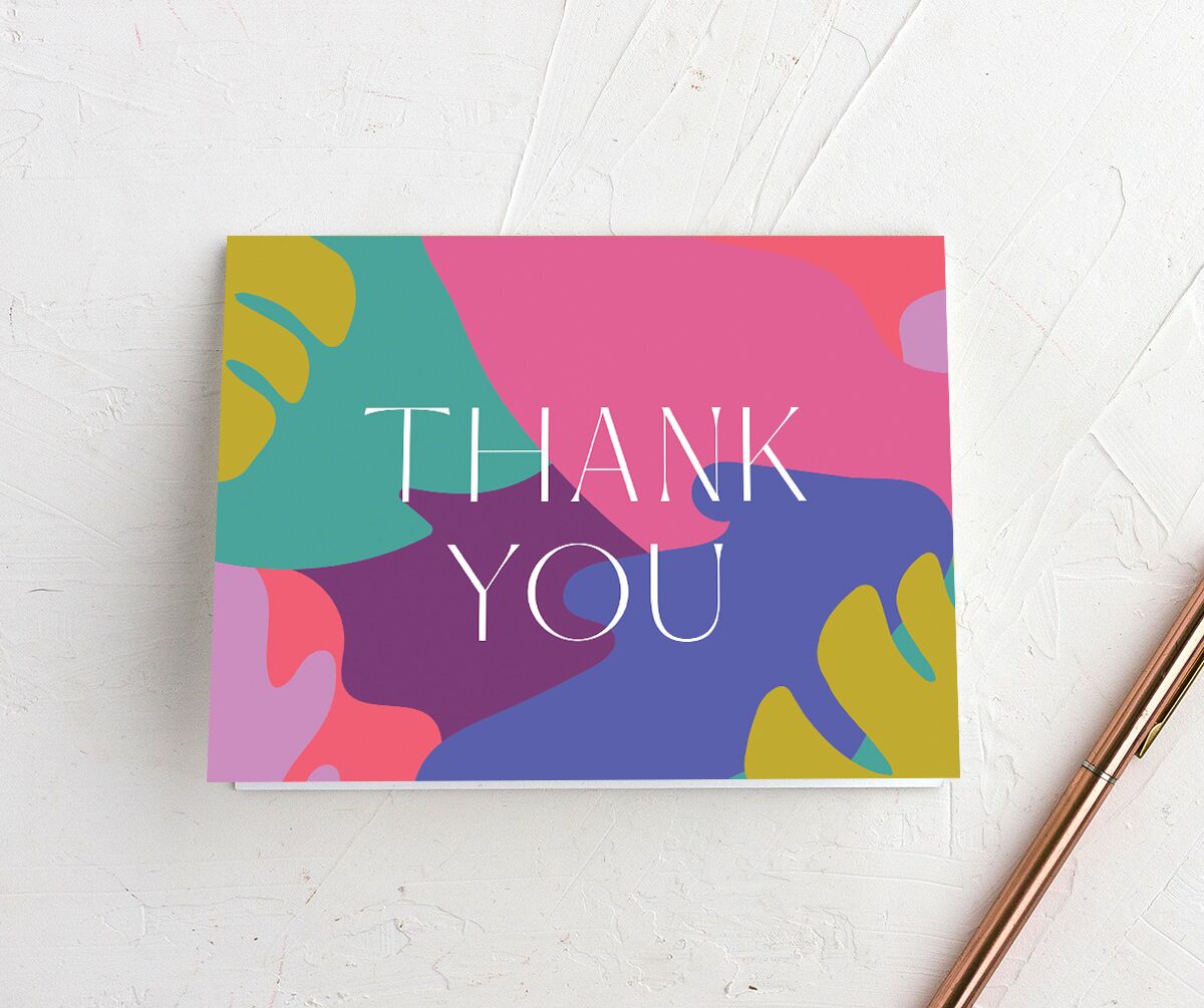 Tropical Shapes Thank You Cards front in Teal